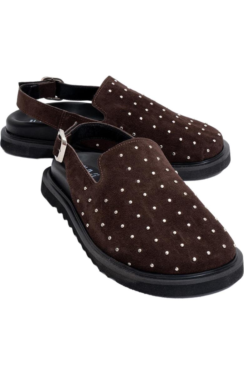 Forever & Always Shoes Our Leather Studded Clogs, Main, color, Dark Brown Suede Leather