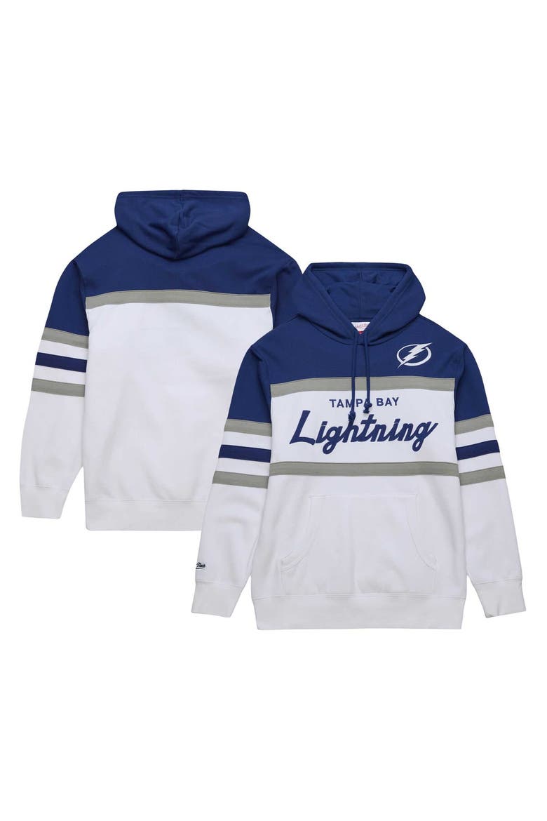 Men's Mitchell & Ness White/Blue Tampa Bay Lightning Head Coach Pullover Hoodie, Alternate, color, White