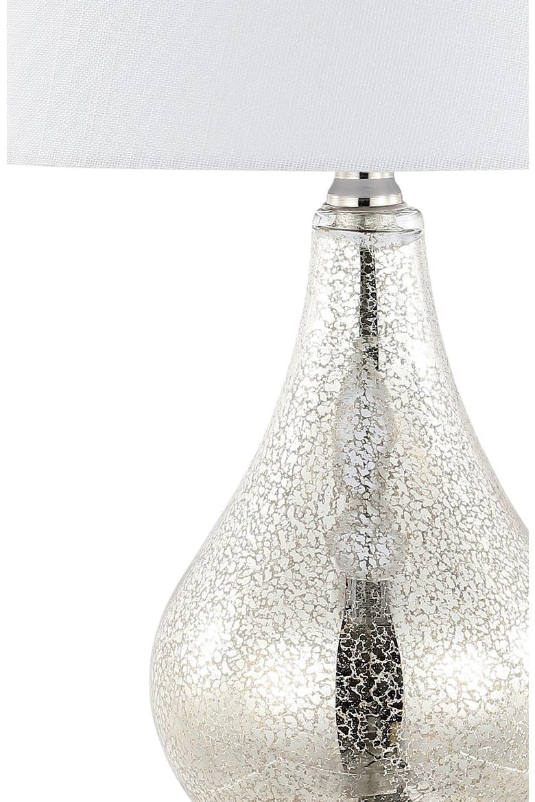 Dino 21" Farmhouse Industrial Iron/Glass LED Table Lamp with USB Charging Port, Silver, Alternate, color, Silver