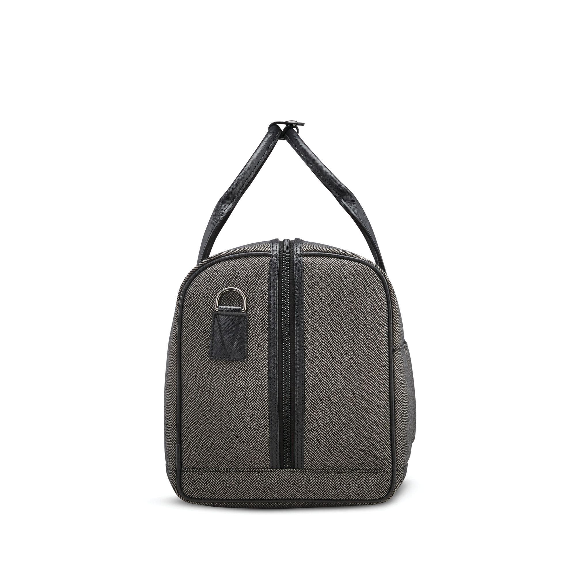 Herringbone Deluxe Weekend Duffel Bag, Alternate, color, Black Herringbone