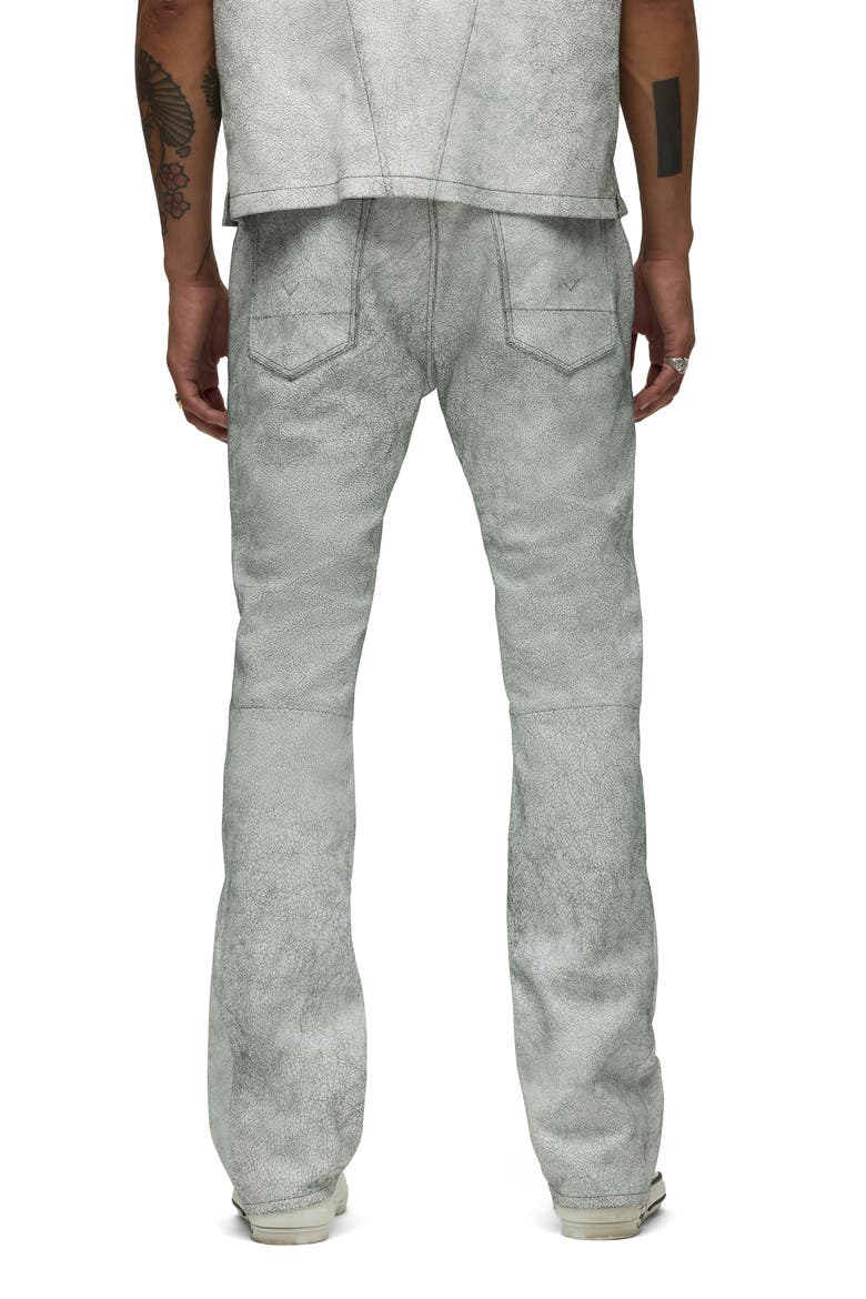 Walker Kick Flare Leather Jeans, Alternate, color, CRACKED WHITE