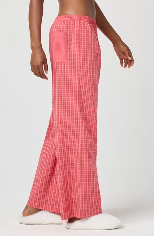 Florence By Mills Micro Plaid Wide Leg Pants In Pink