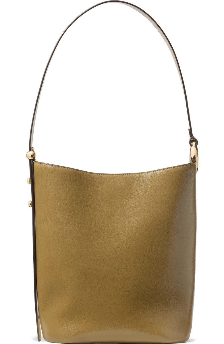 Kate Spade New York halo glazed leather bucket bag, Main, color, Dried Thyme
