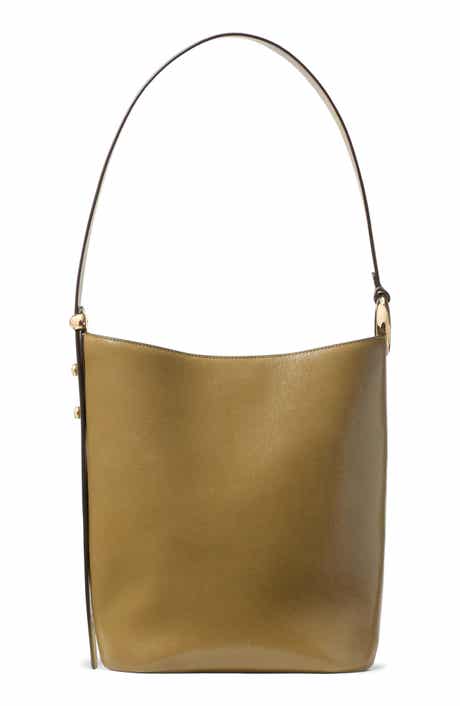 halo glazed leather bucket bag