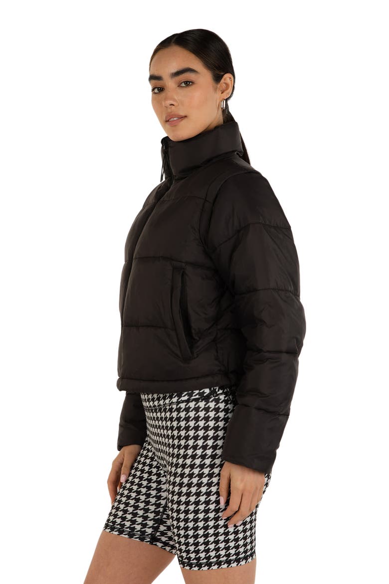 On The Go Puffer Convertible Jacket Vest, Alternate, color, Black