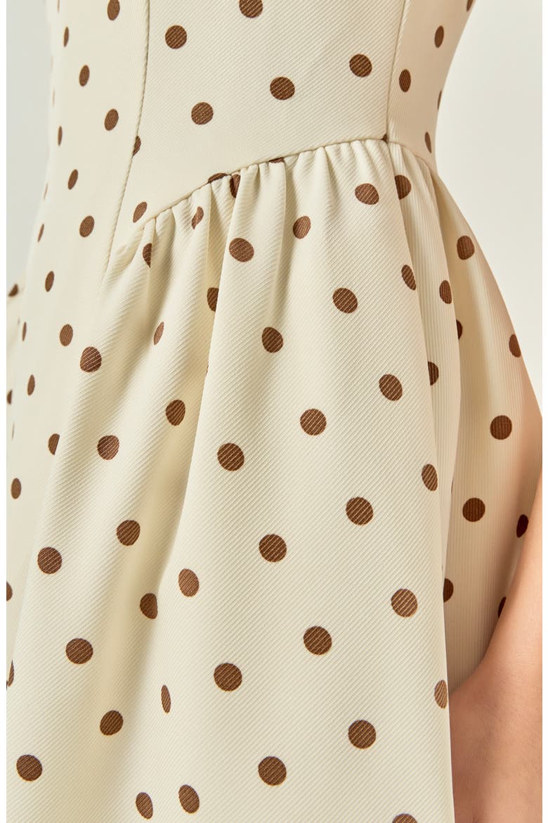 Dot Sleeveless Flare Midi Dress, Alternate, color, BEIGE/BROWN