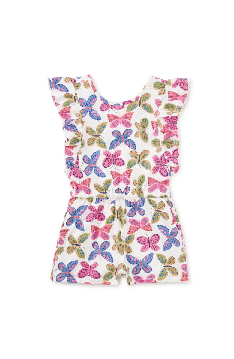 Tea Collection Flutter Sleeve Romper, Main, color, Flutter Fiesta