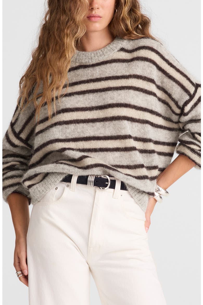 Stripe Alpaca Blend Sweater, Main, color, BLACK IRIS TRIO