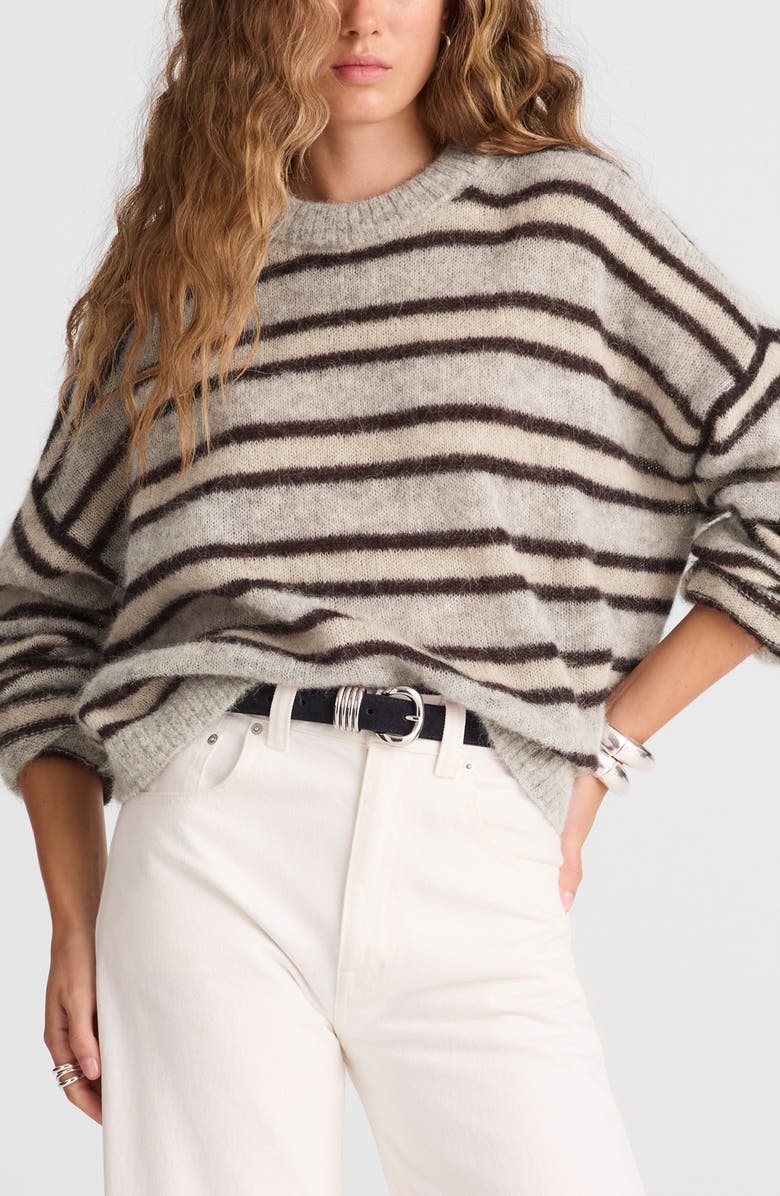 Madewell Stripe Alpaca Blend Sweater, Main, color, Black Iris Trio