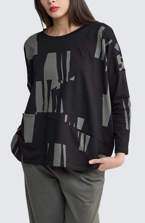 Luukaa Marilla Printed Pocket Tunic In Black