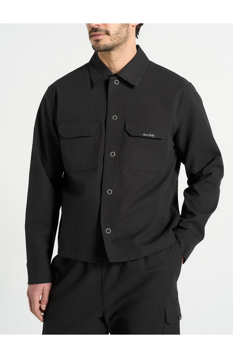Manière De Voir Milo Textured Cargo Jacket, Main, color, Black