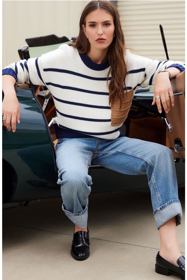 Lucia Crewneck Striped Sweater, Alternate, color, MULTI