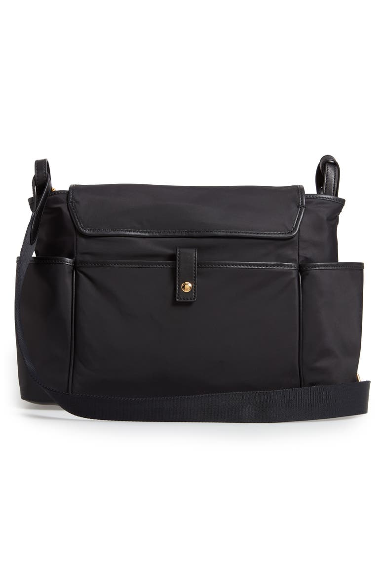 Flap Nylon Diaper Bag, Alternate, color, BLACK