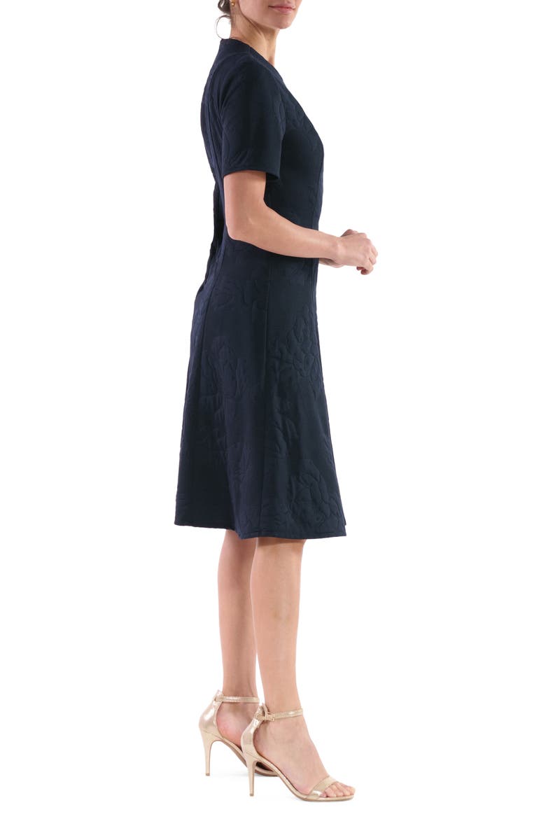 Floral Jacquard Fit & Flare Dress, Alternate, color, NAVY