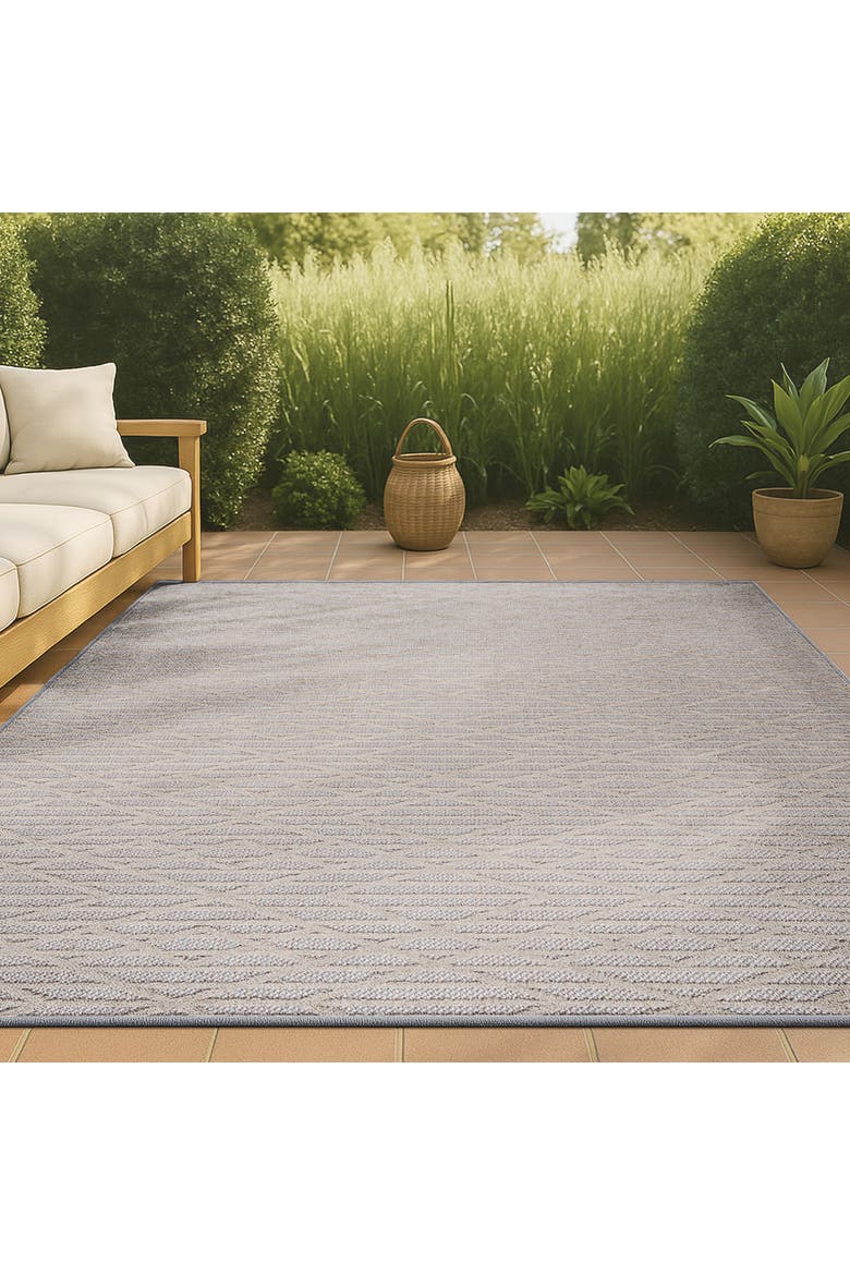 Ararat High-Low Pile Moroccan Diamond Modern Indoor/Outdoor Area Rug, Alternate, color, Beige