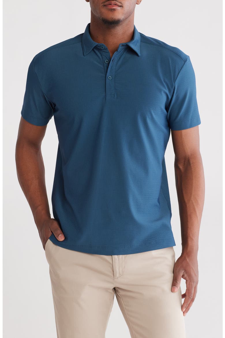 Hybrid Seersucker Performance Polo, Main, color, NAVY