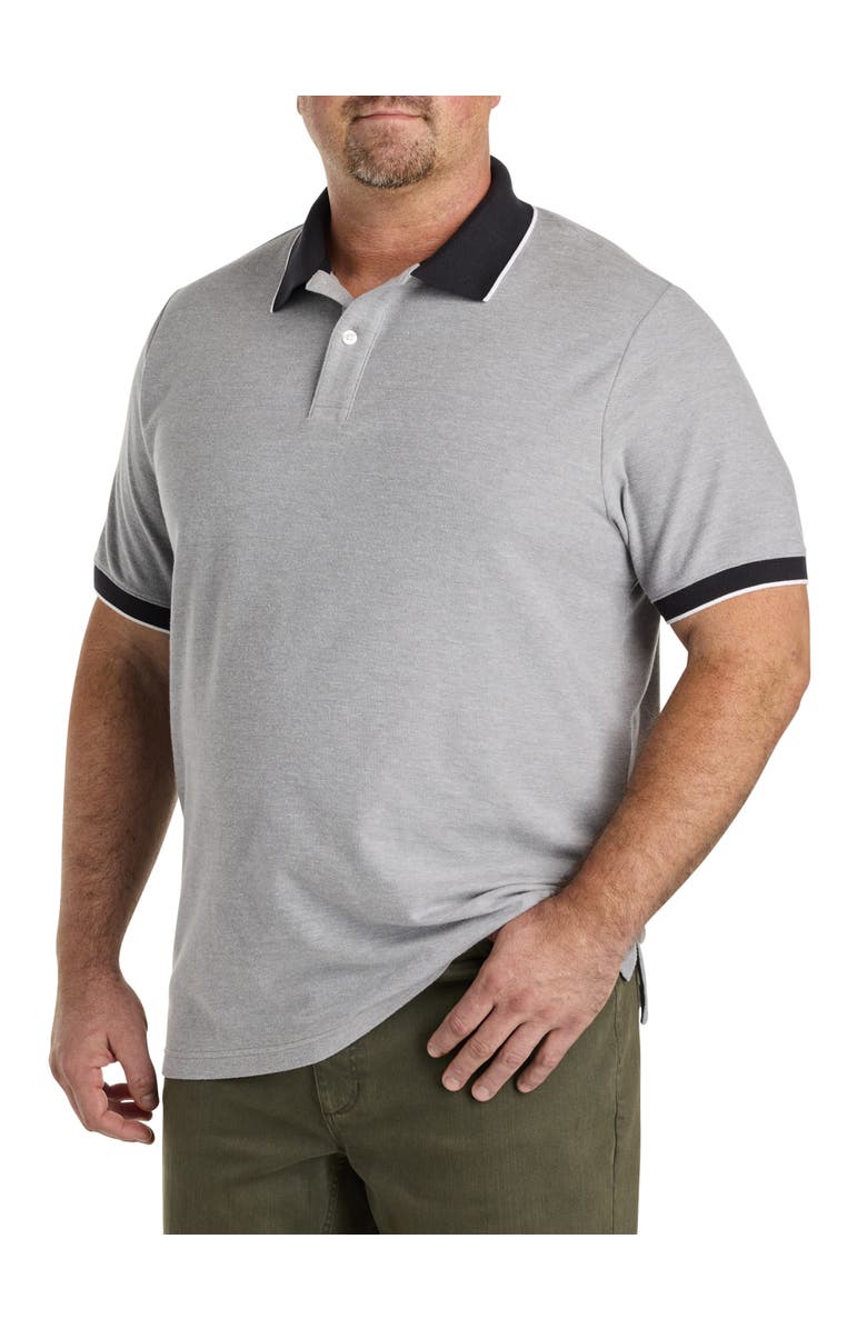 Harbor Bay by DXL Big 
Tall Contrast Piqué Polo Shirt, Main, color, Grey Heather