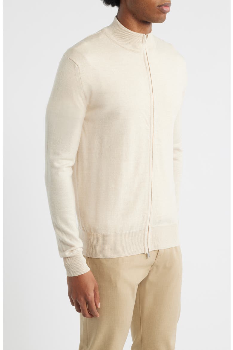 Cashwool® Full Zip Sweater, Alternate, color, LIGHT BEIGE
