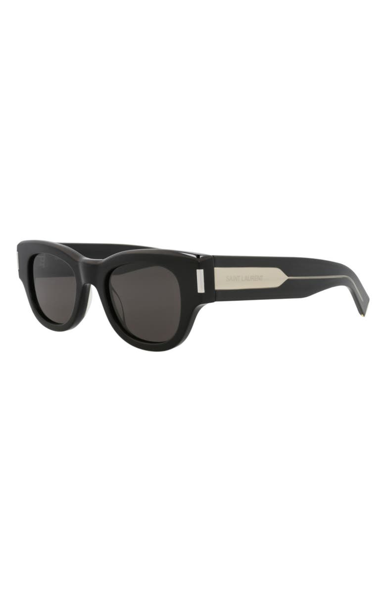 Saint Laurent 49mm Round Sunglasses, Alternate, color, Black Crystal Grey