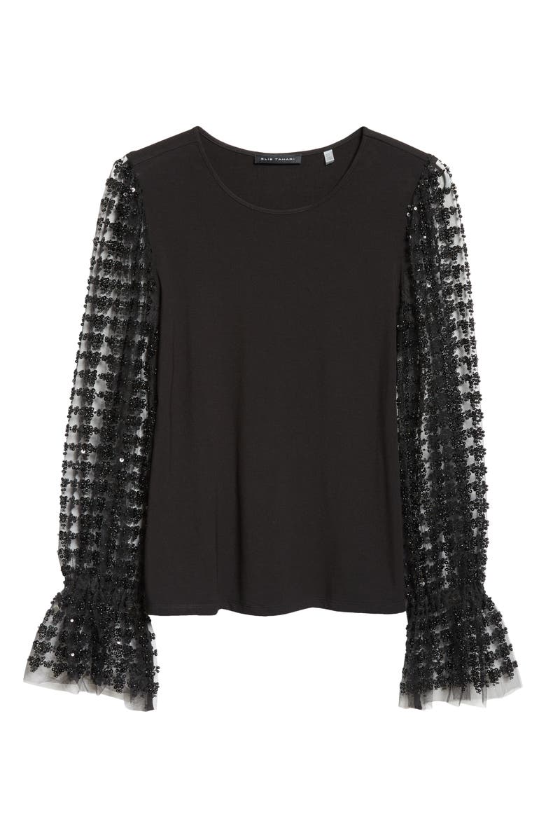 Elie Tahari The Robinne Beaded Sleeve Top, Alternate, color, 