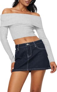 Princess Polly Tagula Off the Shoulder Mixed Rib Crop Sweater