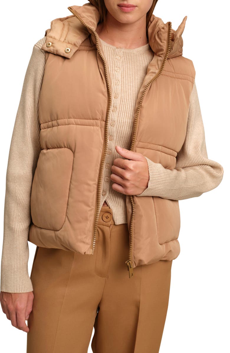DELUC Travis Quilted Hooded Puffer Vest, Main, color, Caramel