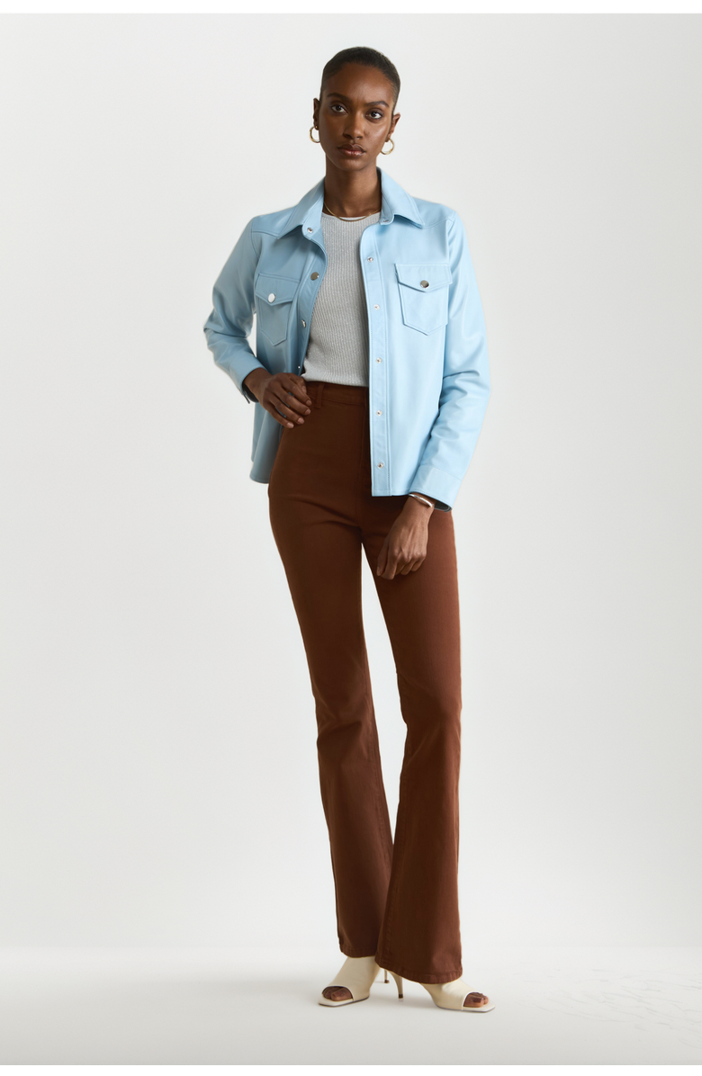 FURNIQ UK LLC Leather Shirt Jacket, Alternate, color, Blue