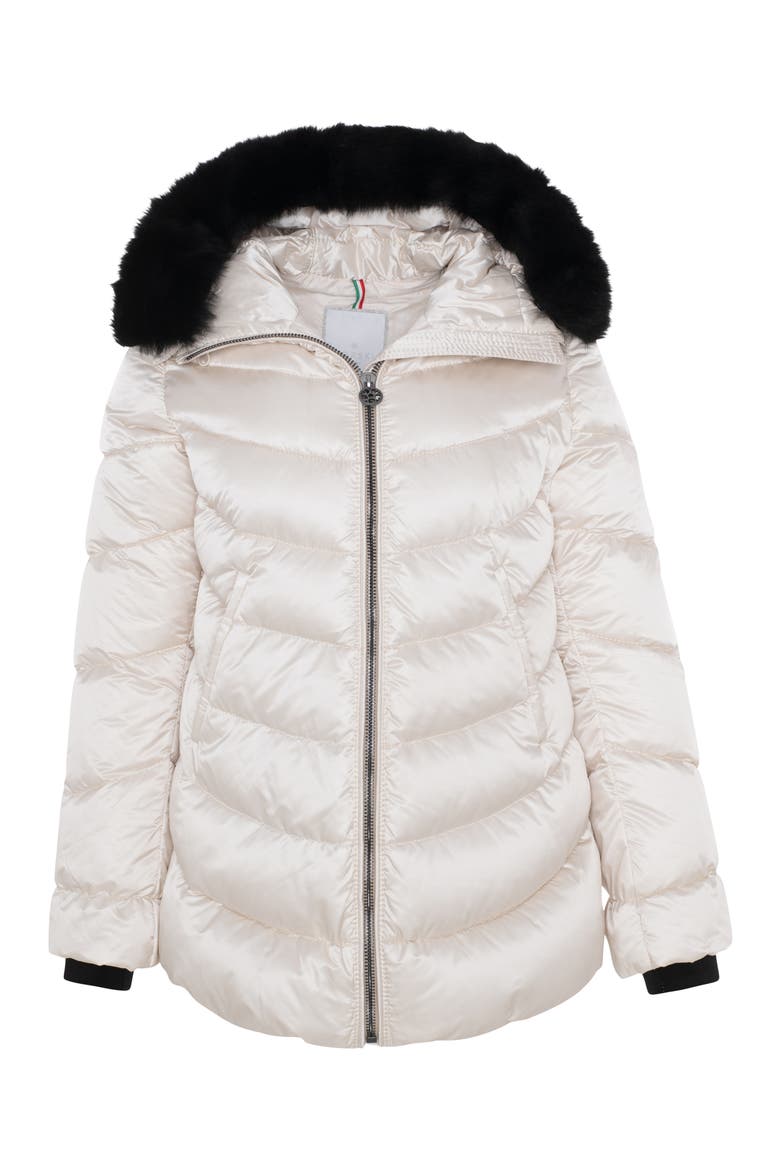 Apres-Ski Jacket With Detachable Hood Trim, Alternate, color, CHAMPAGNE/BLACK