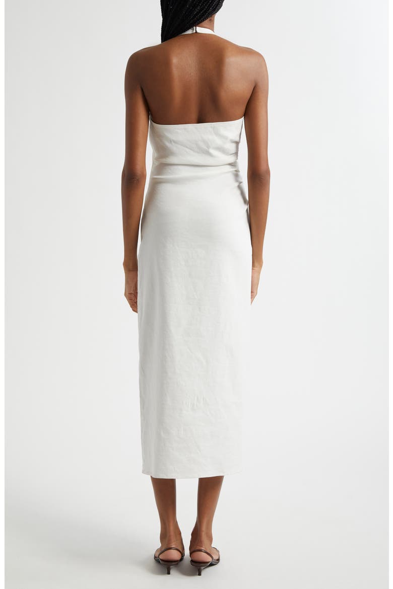 Sylvie Halter Neck Linen Blend Dress, Alternate, color, WHITE