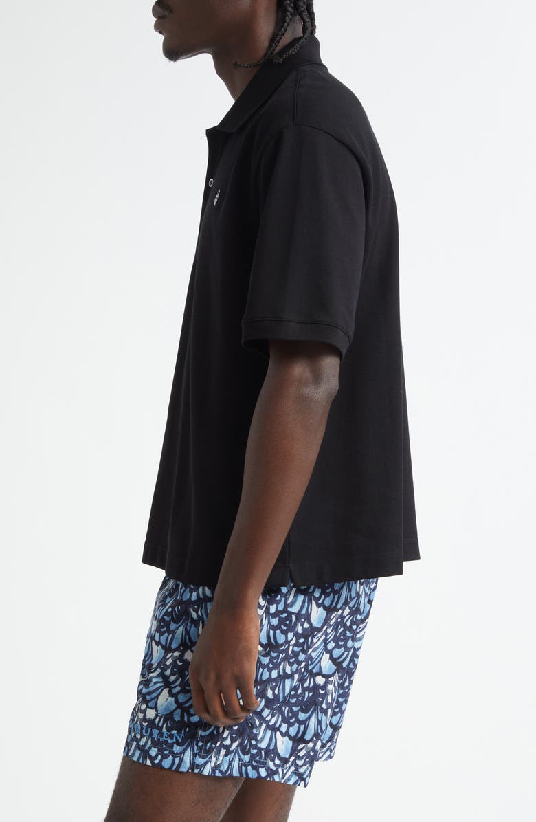 McQueen Embroidered Skull Cotton Piqué Polo, Alternate, color, Black