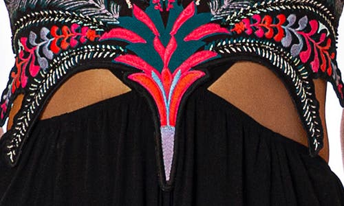 Maaji Palm Grove Owen Embroideredcover-up Maxi Dress In Black