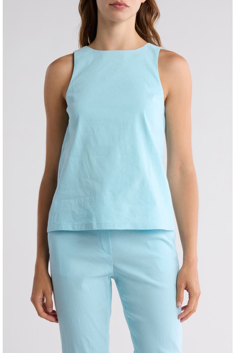 Sleeveless Linen Blend Top, Main, color, CYAN