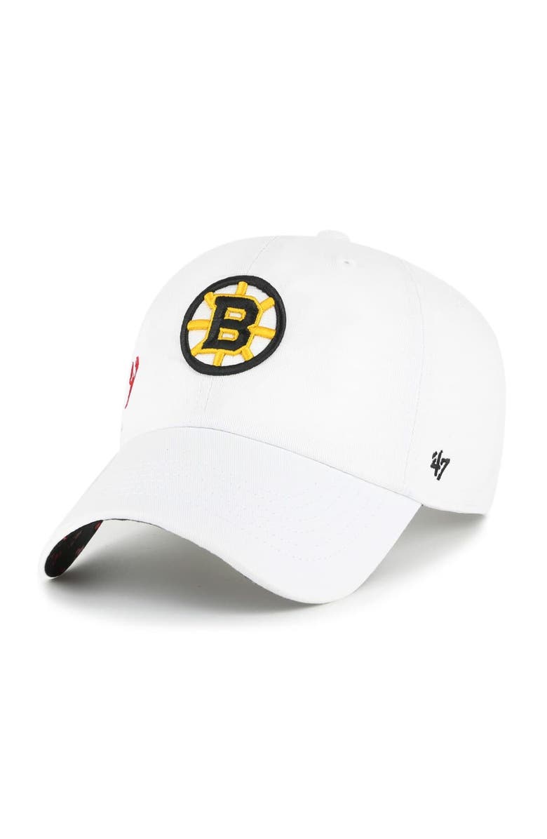 '47 Women's '47 White Boston Bruins Confetti Clean Up Adjustable Hat, Alternate, color, White