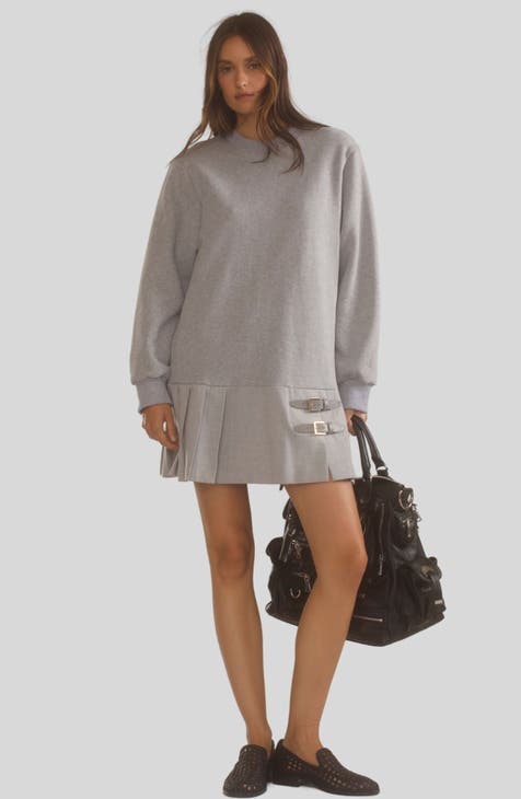 CYNTHIA ROWLEY Wool Sweater Dress Layered Look offers Leopard Brown Black