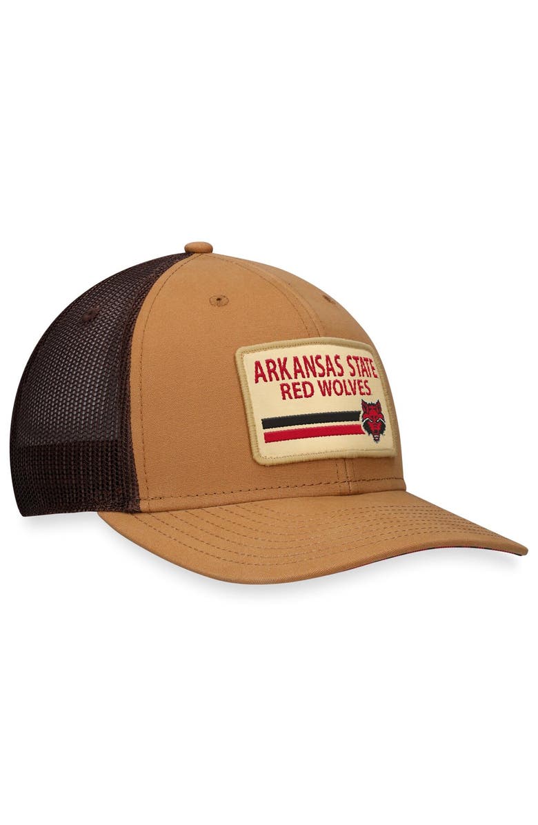 TOP OF THE WORLD Men's Top of the World Khaki Arkansas State Red Wolves Strive Trucker Adjustable Hat, Alternate, color, Khaki