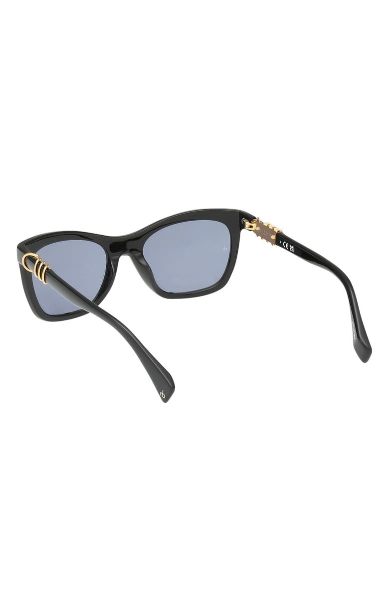 rag & bone 53mm Square Sunglasses, Alternate, color, Shiny Black/ Gold/ Navy Lenses