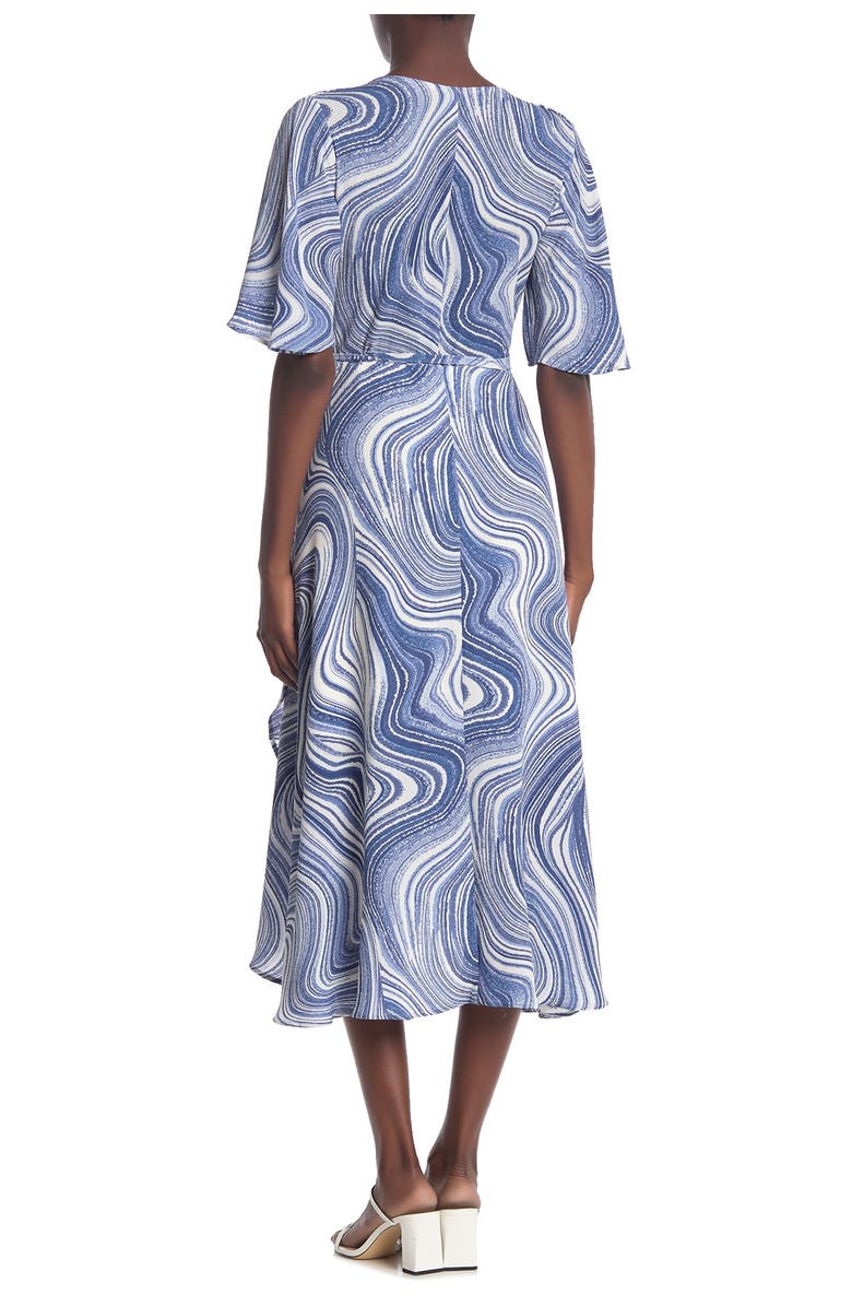 Bobeau Flutter Sleeve Midi Wrap Dress, Alternate, color,