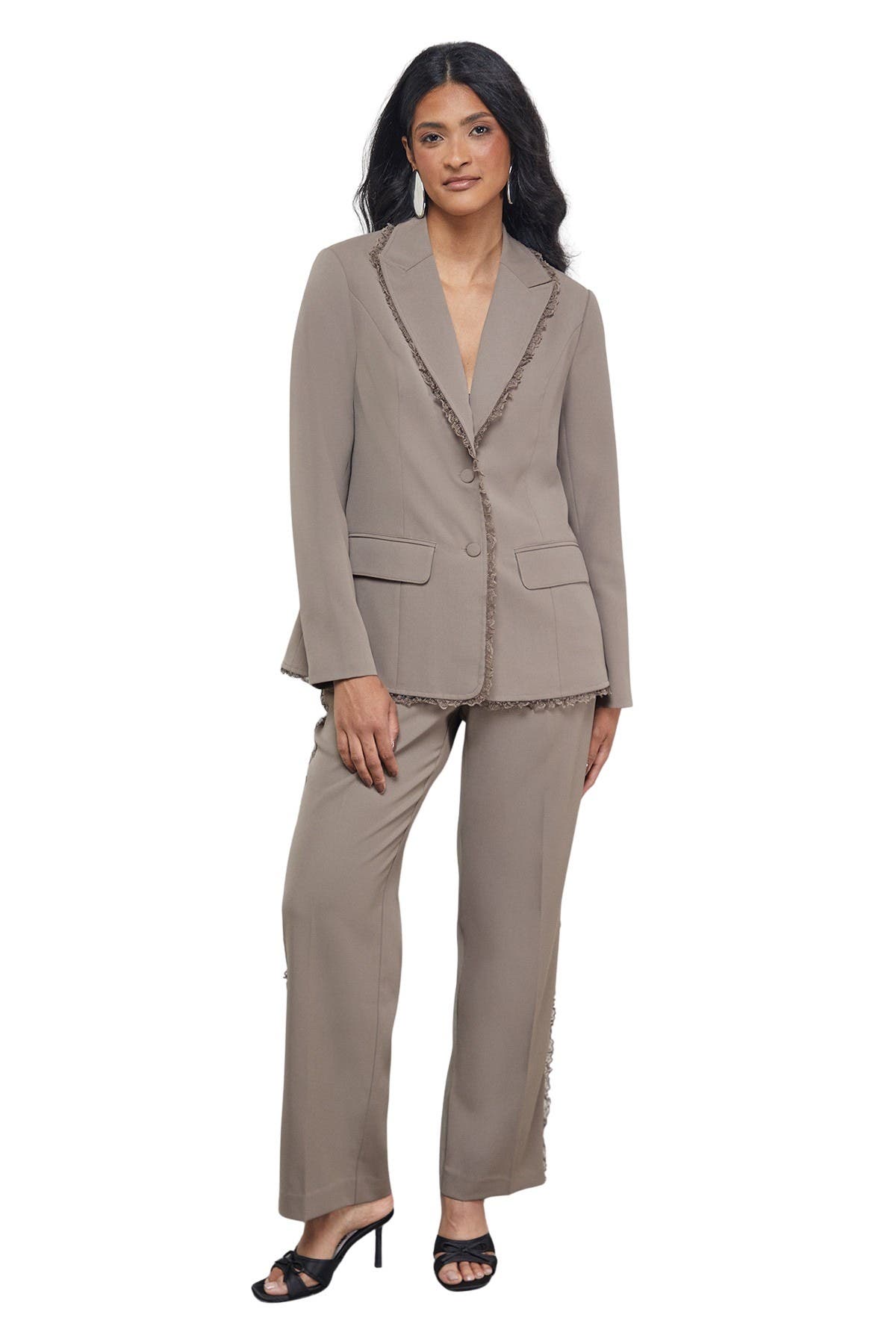 Oversized Lace Frill Trim Blazer - image 4