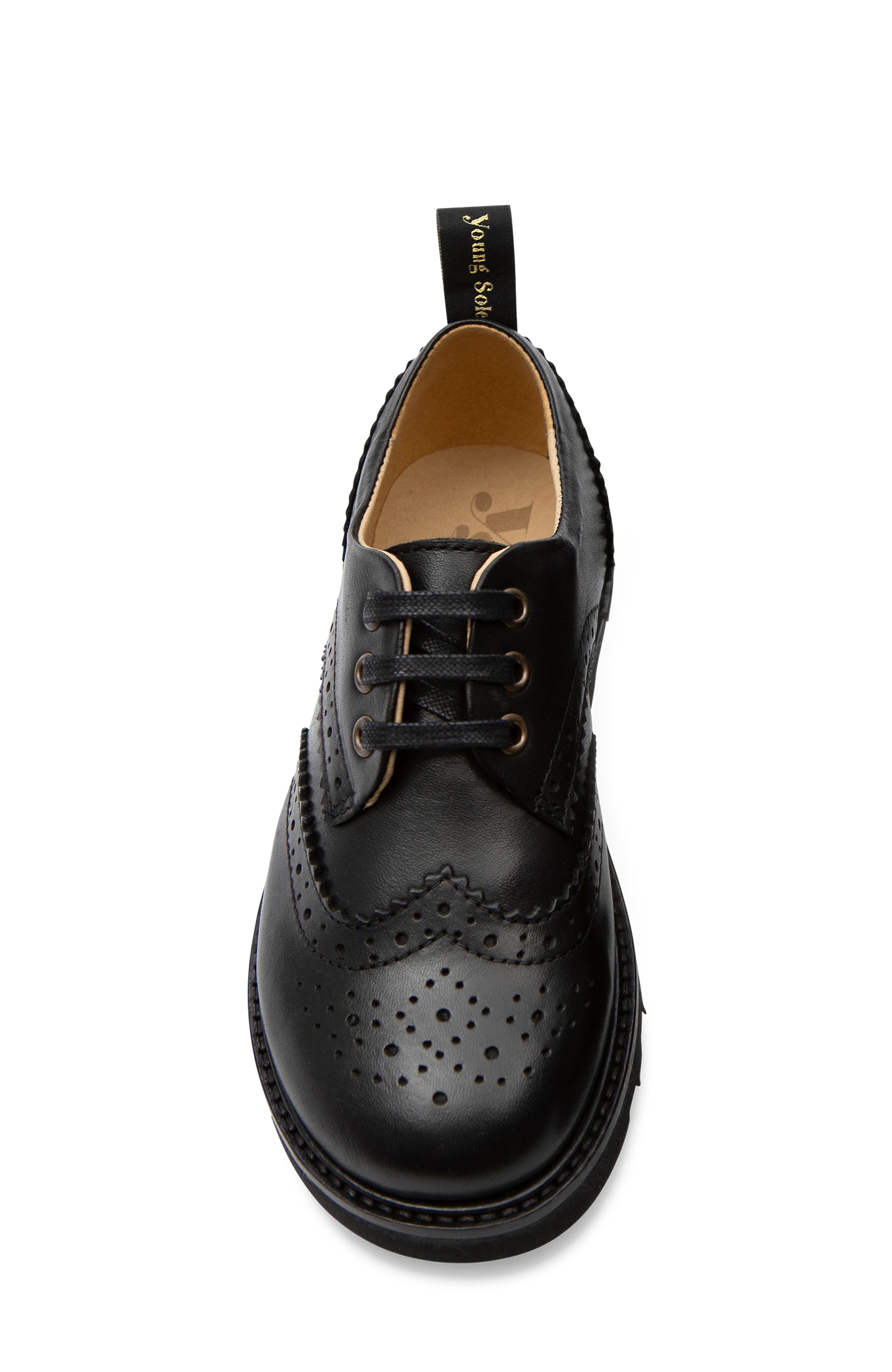 Young Soles Brando Kids Brogue Shoe, Alternate, color, All Black