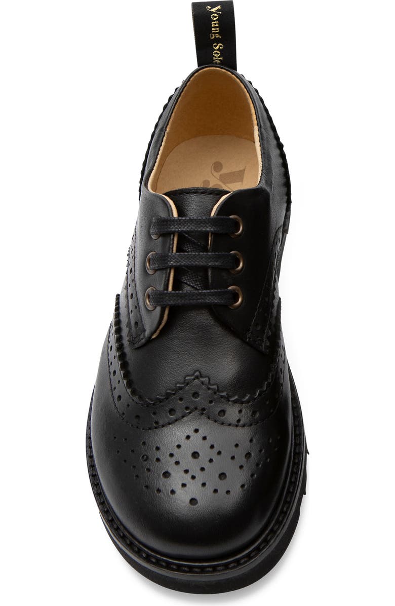 Young Soles Brando Kids Brogue Shoe, Alternate, color, All Black