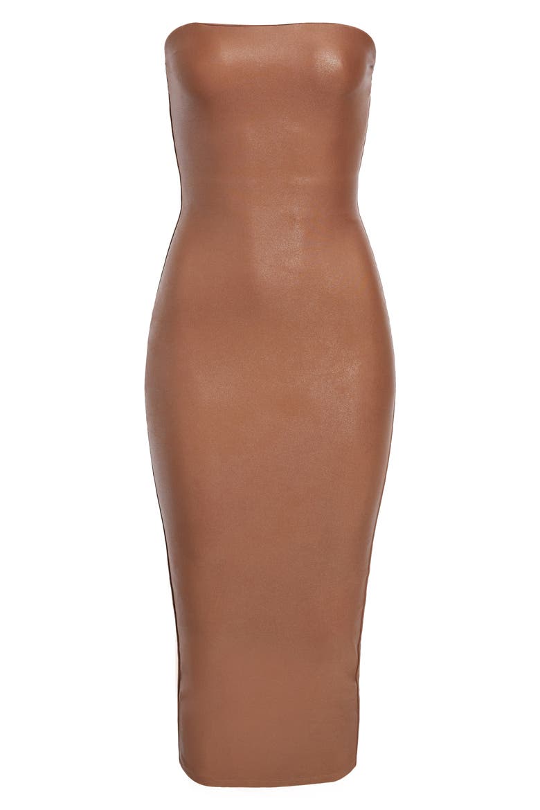 Got the Drip Strapless Body-Con Midi Dress, Alternate, color, BROWN