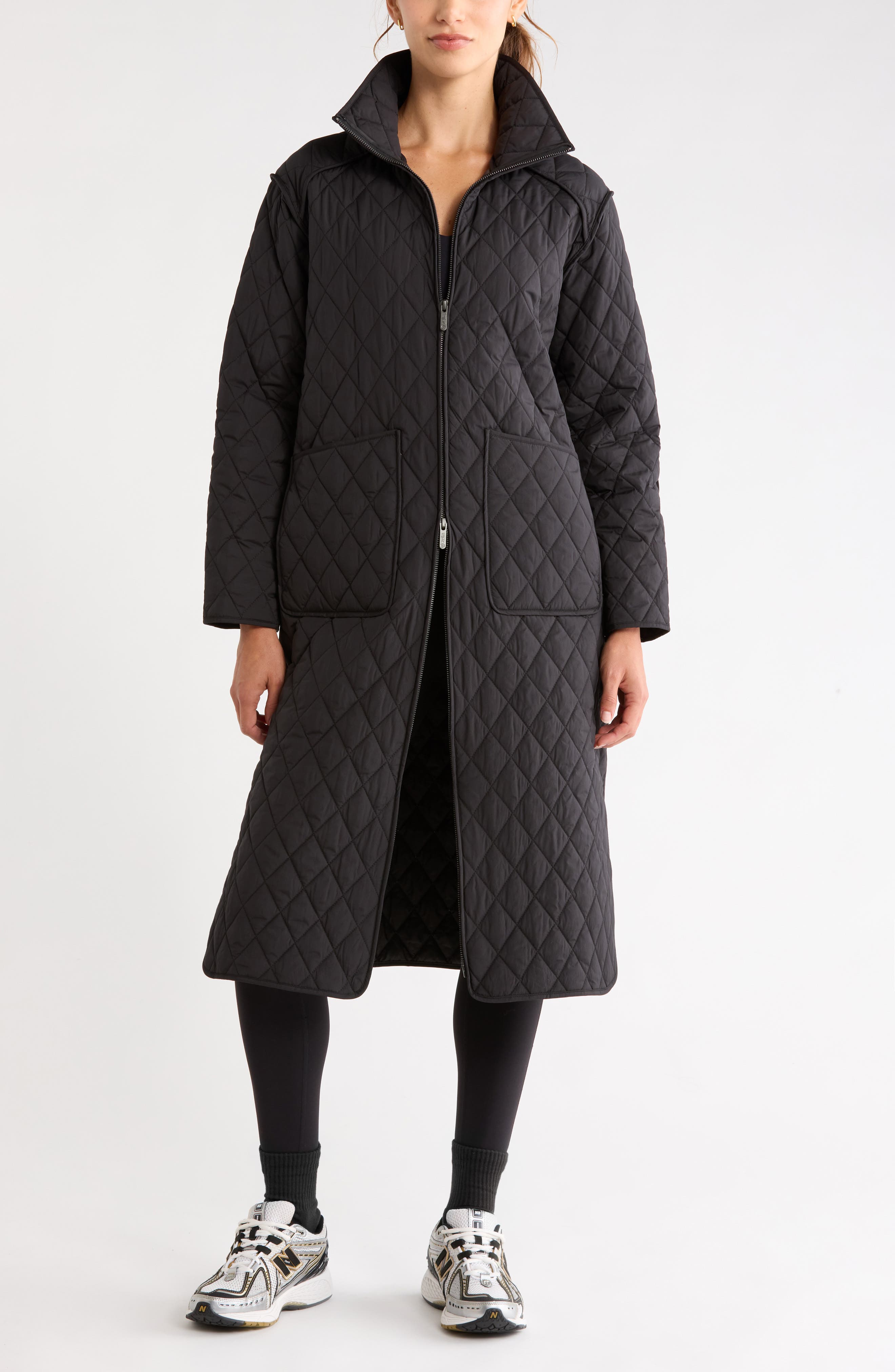 Zella Diamond Quilted Longline Jacket (Women) | Nordstrom
