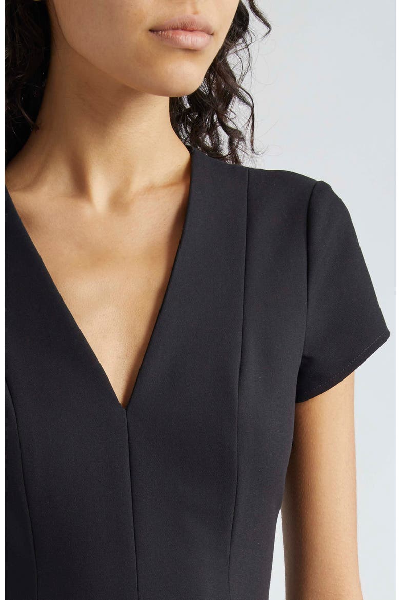 Emma Pleated Short Sleeve Dress, Alternate, color, SOLID BLACK