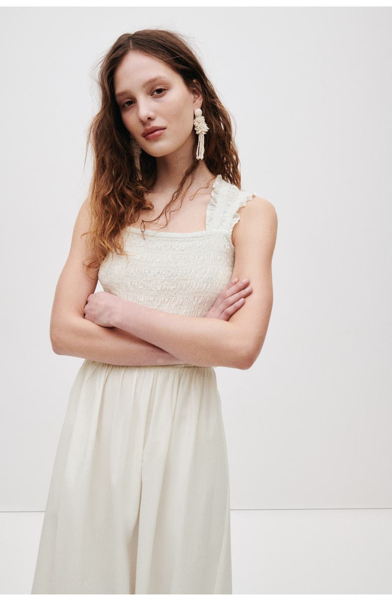 H&M Smocked poplin dress, Alternate, color, White