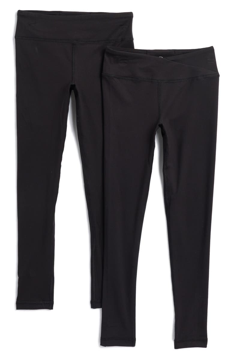 90 DEGREE BY REFLEX Kids' 2-Pack Basic Tights, Main, color, Black/ Black