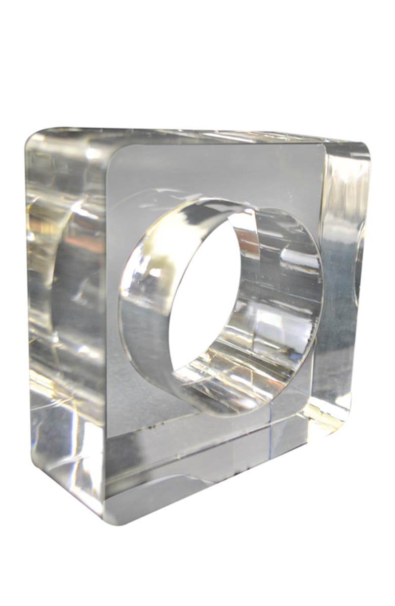 R16 HOME Clear Square Napkin Ring - Set of 4, Main, color, Clear