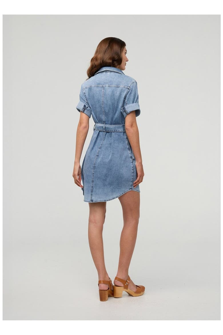Performance Denim Lite Wrap Shirt Dress, Alternate, color, Light-Stone