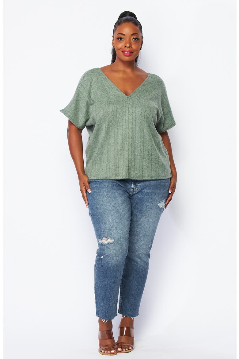 Double V-Neck Top, Alternate, color, OLIVE