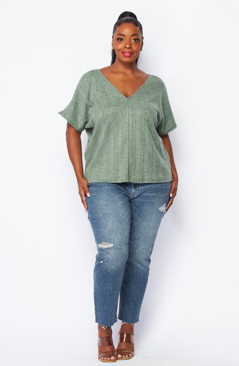 BLUEGREY Double V-Neck Top, Alternate, color, Olive