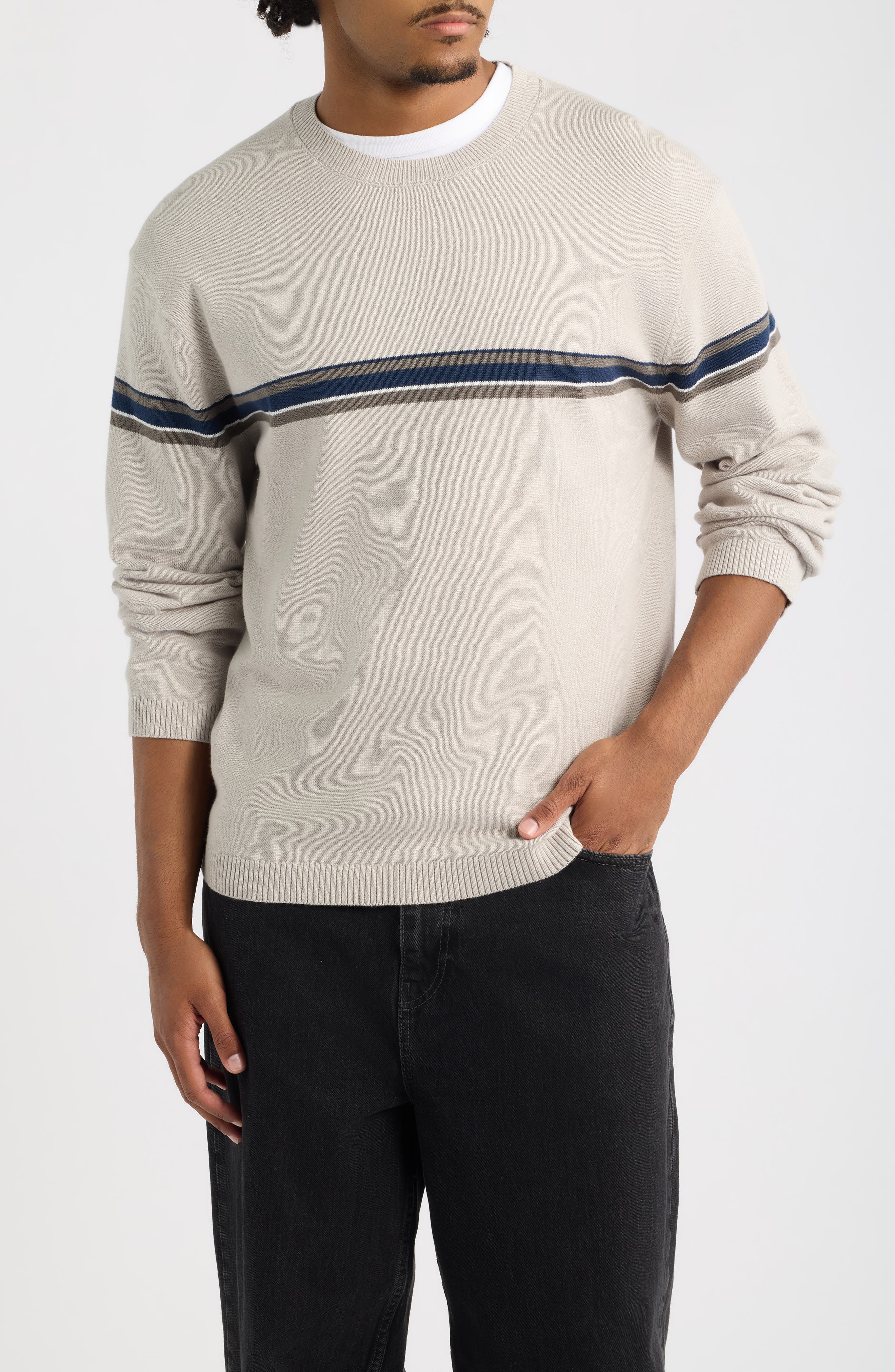 selected GREY HEATHER WADE STRIPE